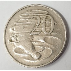 AUSTRALIA 1966 . TWENTY  20 CENTS COIN . RARE ERROR VARIETY . WAVY
